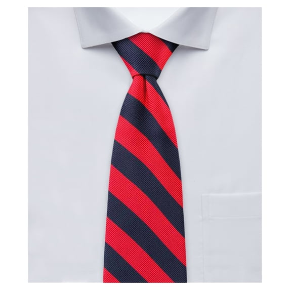 Jacob Alexander Boys' 14 inch College Stripe Woven Pre-Tied Zipper Neck Tie - Red Black
