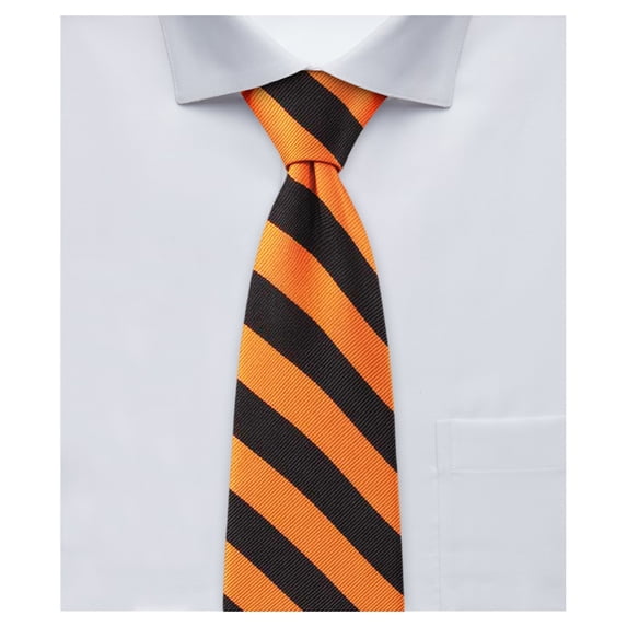 Jacob Alexander Boys' Prep College Stripe Woven Regular Self-Tie Neck Tie - Orange Black