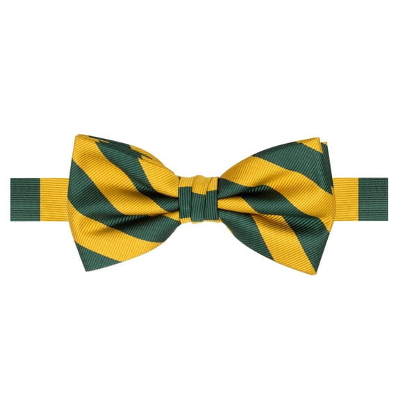 Jacob Alexander Stripe Woven Men's College Striped Pretied Bowtie - Green Gold