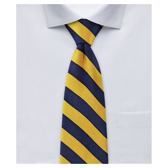 Jacob Alexander Men's College Stripe Woven Regular Length Neck Tie - Gold Navy