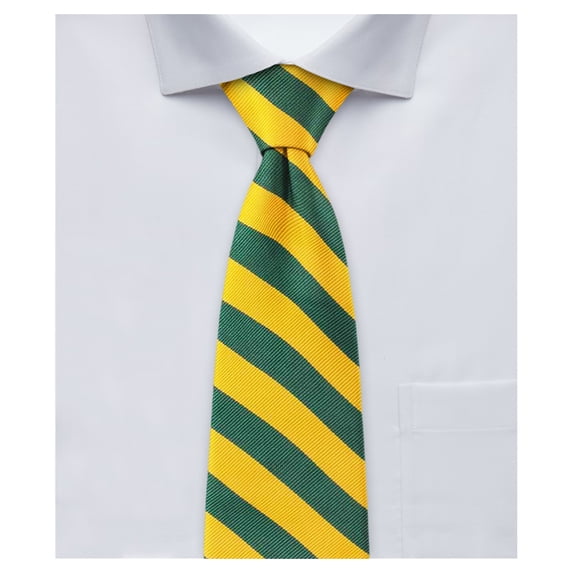 Jacob Alexander Men's College Stripe Woven Regular Length Neck Tie - Green Gold