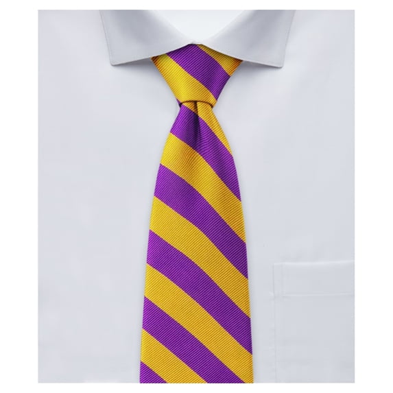 Jacob Alexander Men's College Stripe Woven 2.75 inch Width Slim Neck Tie - Purple Gold