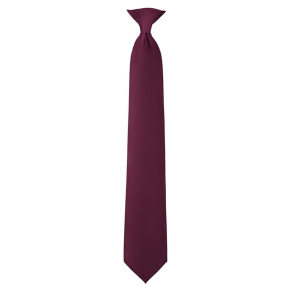 Jacob Alexander Men's Solid Color Pre-Tied Clip-On Uniform Neck Tie with Buttonholes - Regular 20 inch - Burgundy