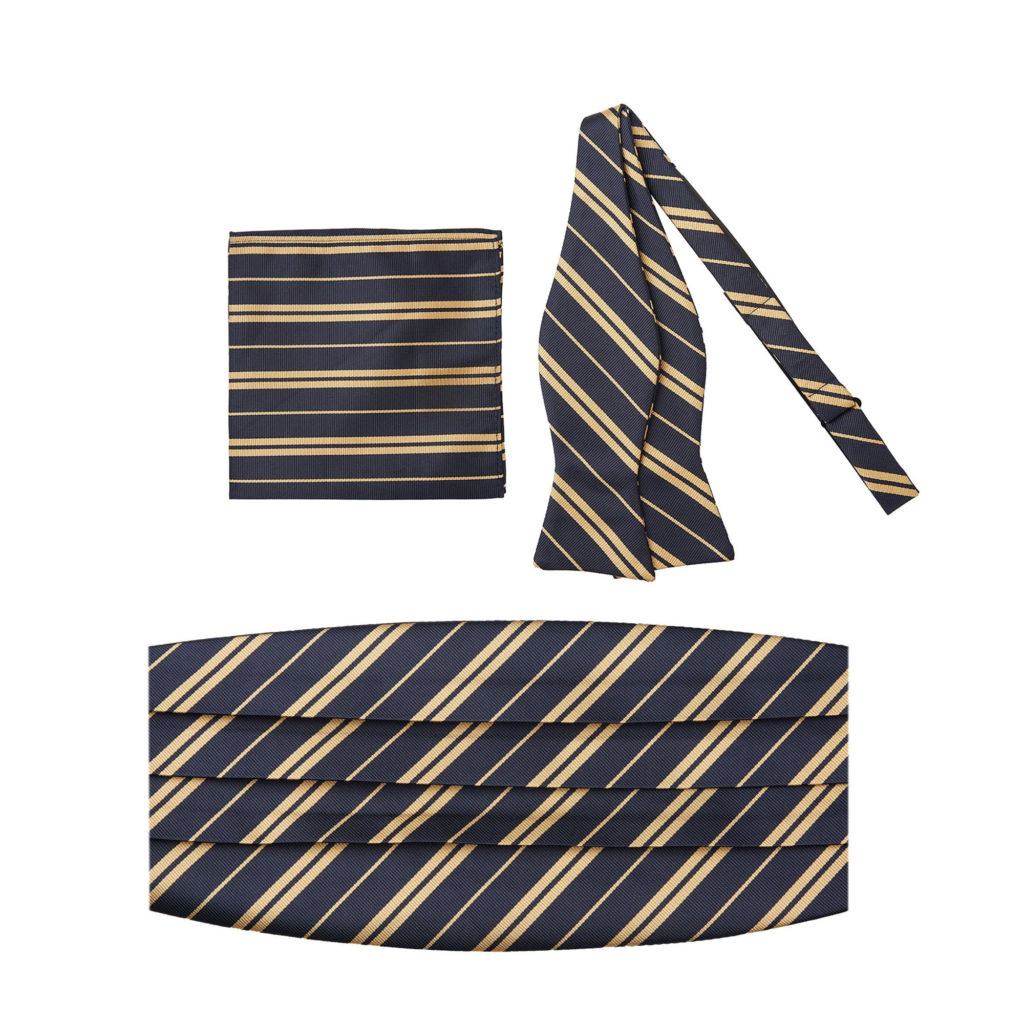 Jacob Alexander Woven Double Stripe Men's Cummerbund SelfTie Bow Tie