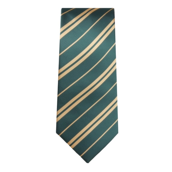 Jacob Alexander Woven Double Stripe Extra Long Neck Tie for Big and Tall Men - Hunter Green Gold