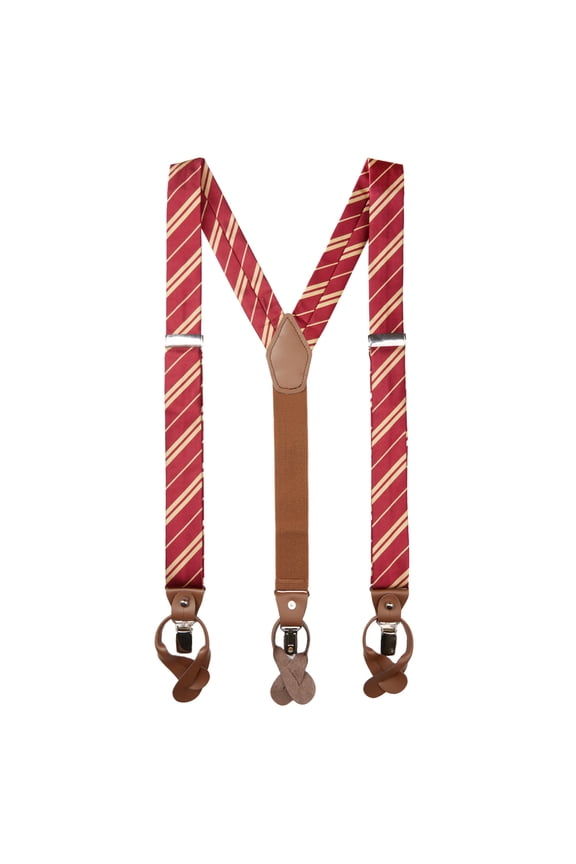 Men's Woven Double Stripe Suspenders - Burgundy Gold
