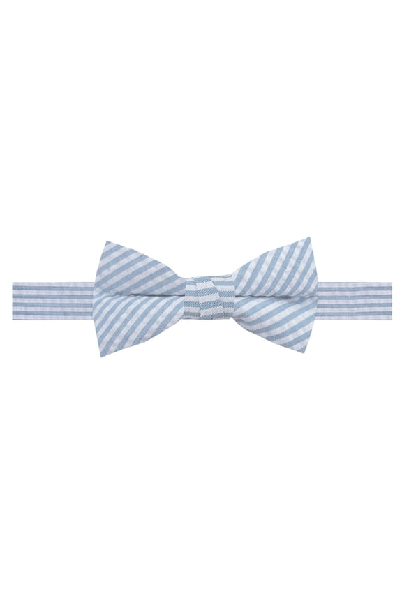Young Boys' Adjustable Seersucker Pre-Tied Banded Bow Tie - Baby Blue