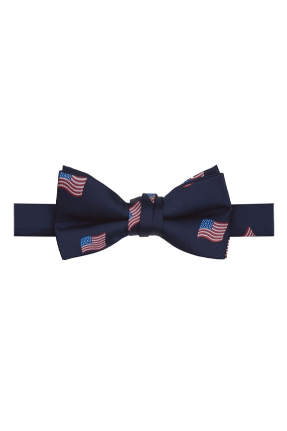 Young Boys' Woven American Flags USA Navy Bow Tie Pre-Tied Banded