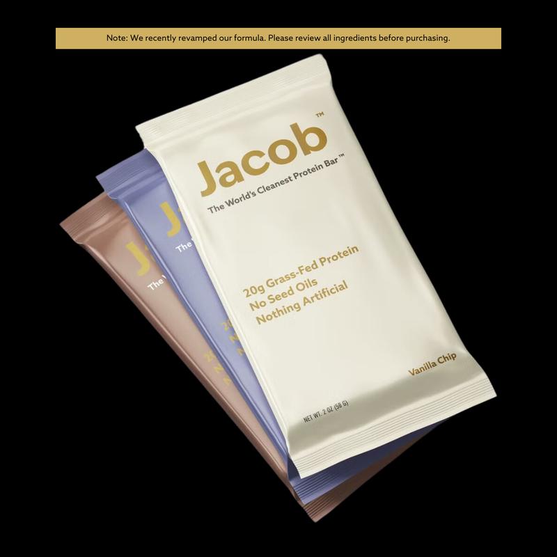 Jacob Bar Real Clean Ingredients, GrassFed High Protein, GlutenFree