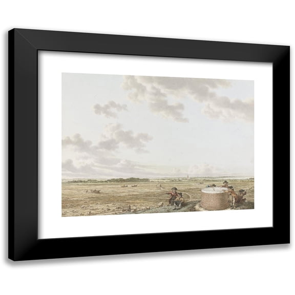 Jacob Cats 14x11 Black Modern Framed Museum Art Print Titled - Table Mountain's Face at Blaricum, with Left Crayless "Bosch and on the Right The" Table "(C. 1795)