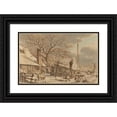 thumbnail image 1 of Jacob Cats 14x11 Black Ornate Wood Framed Double Matted Museum Art Print Titled: Farmyard in Winter (1786), 1 of 5