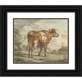 thumbnail image 1 of Jacob Cats 18x15 Black Ornate Wood Framed Double Matted Museum Art Print Titled - Red -Colored Cow in a Landscape (1783), 1 of 5
