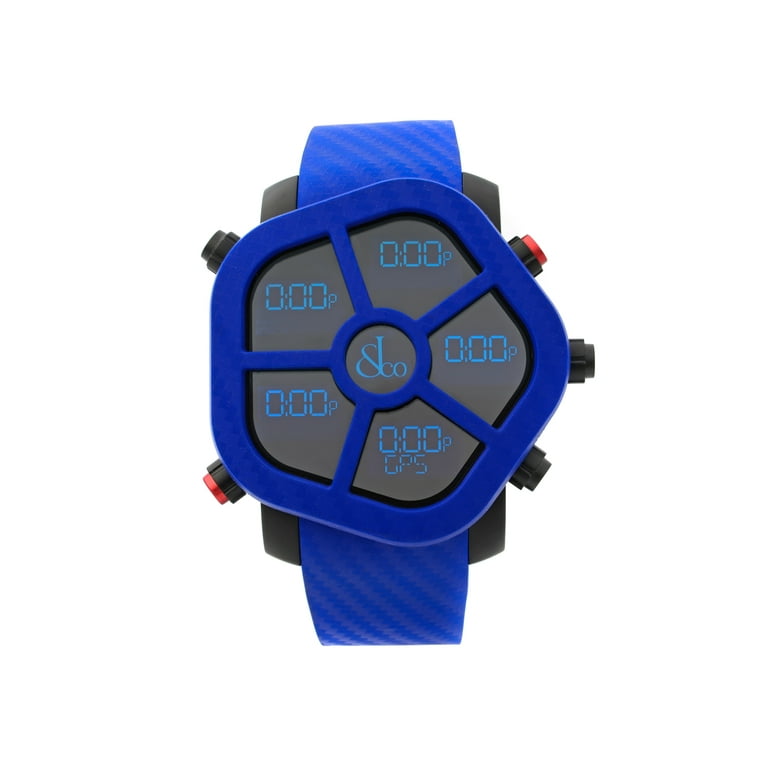 Jacob Co. Ghost Carbon Bezel Blue LED Display Men s Watch with Swiss Movement Walmart