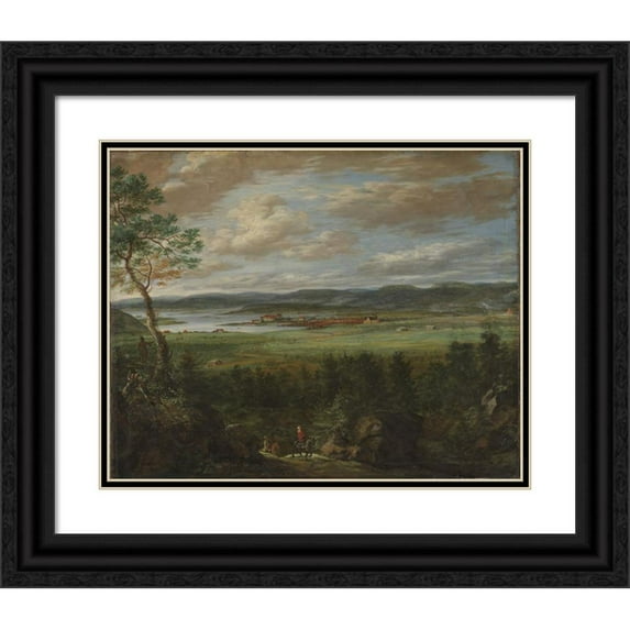 Jacob Coning 24x20 Black Ornate Framed Double Matted Museum Art Print Titled: Landscape (1699)