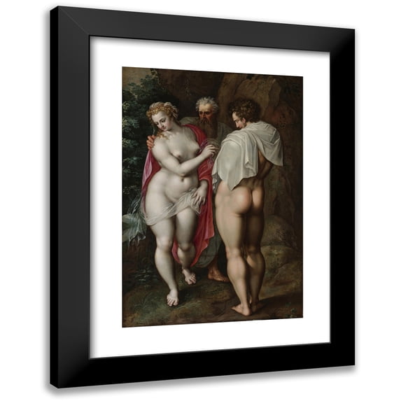 Jacob De Backer 11x14 Black Modern Framed Museum Art Print Titled - Adam and Eve