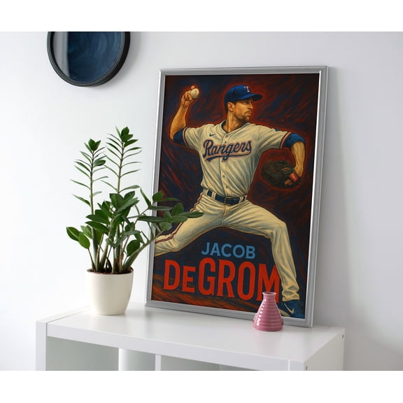 Jacob DeGrom Rangers Poster or Canvas Wall Art