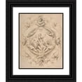 thumbnail image 1 of Jacob Denys 15x18 Black Ornate Wood Framed Double Matted Museum Art Print Titled - Ornamental Design with Diana and Endymion in a Central Cartouche, 1 of 5