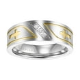 thumbnail image 1 of Jacob Diamond Accent Stainless Steel Cross Band, 8mm, 1 of 2
