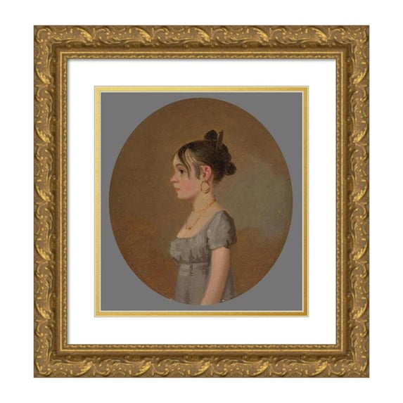 Jacob Eichholtz 12x13 Gold Ornate Wood Frame and Double Matted Museum Art Print Titled - Miss Schaum (1808-10)