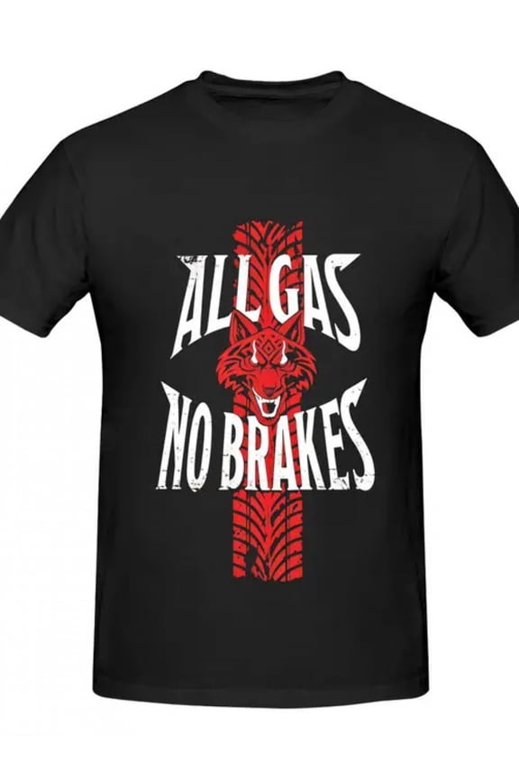 Jacob Fatu Men'S Graphic T-Shirt - Loose Fit Crew Neck Tee with Bold Tiger Head & "ALL GAS NO BRAKES" Slogan, Black Shirt for Gym, Streetwear, Everyday Casual - All-Season Comfort Fit Cotton Top,