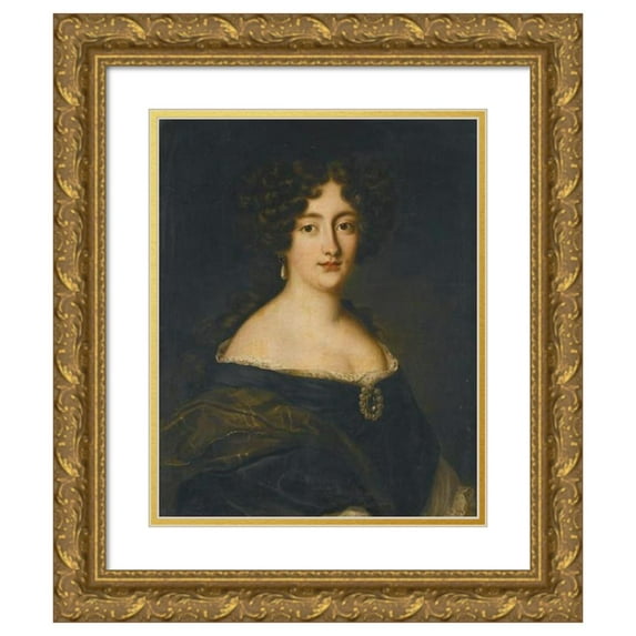 Jacob Ferdinand Voet 15x18 Gold Ornate Wood Frame and Double Matted Museum Art Print Titled - Portrait of Ortensia Mancini (1645 - 1699), Duches of Mazarino
