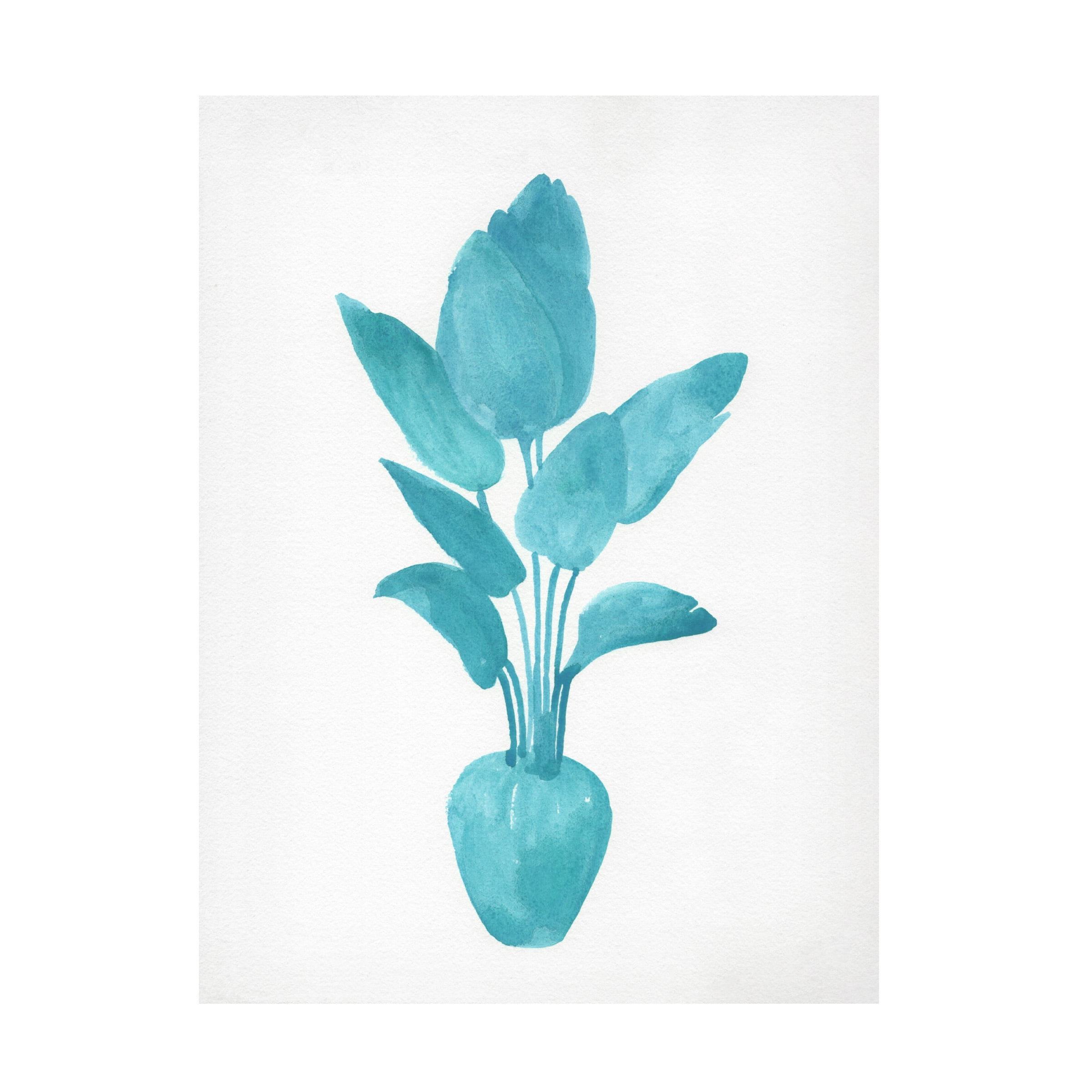 Jacob Green Monochromatic Blue House Plant Canvas Art 14" x 19"