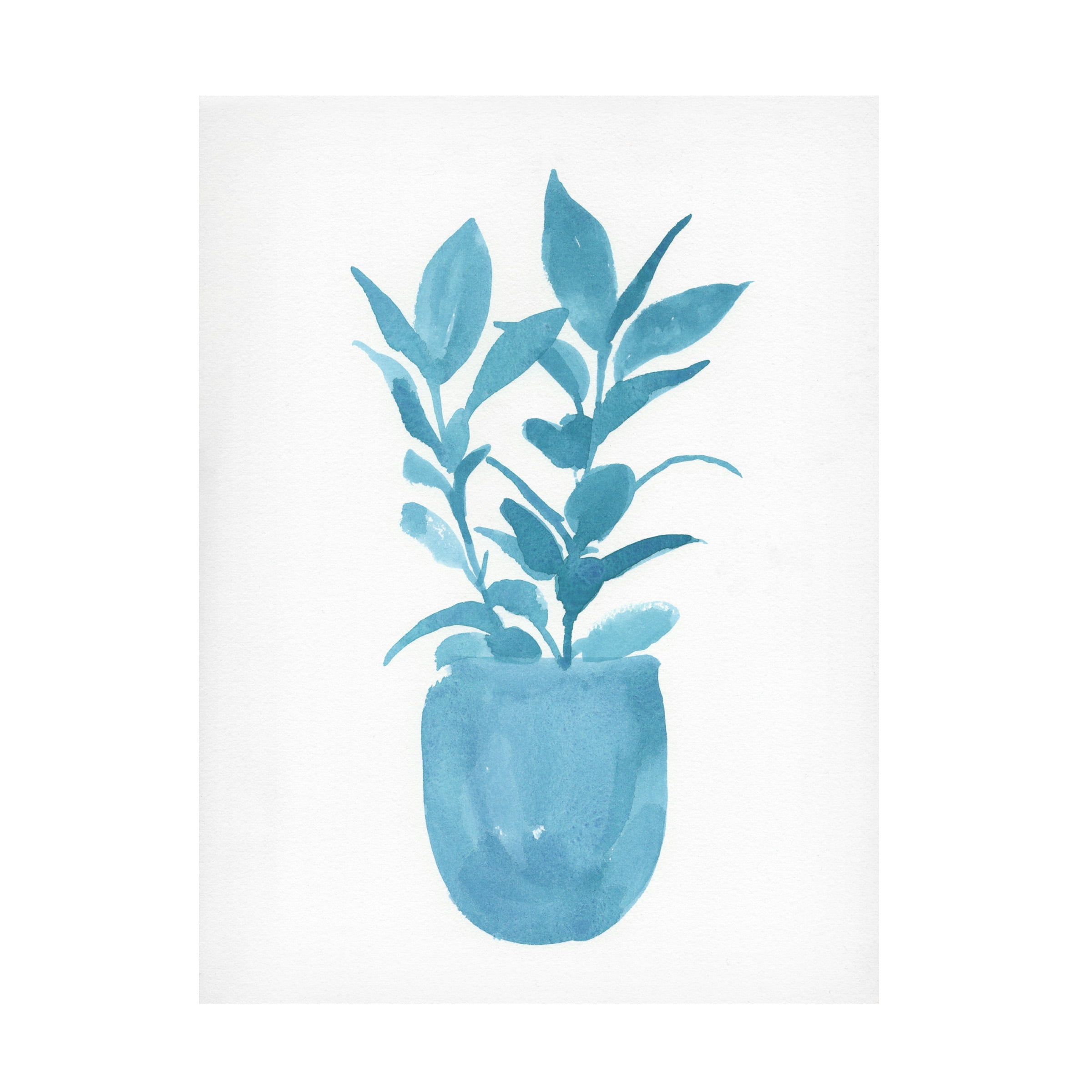 Jacob Green Blue Watercolor House Plant Canvas Art 19" x 14"