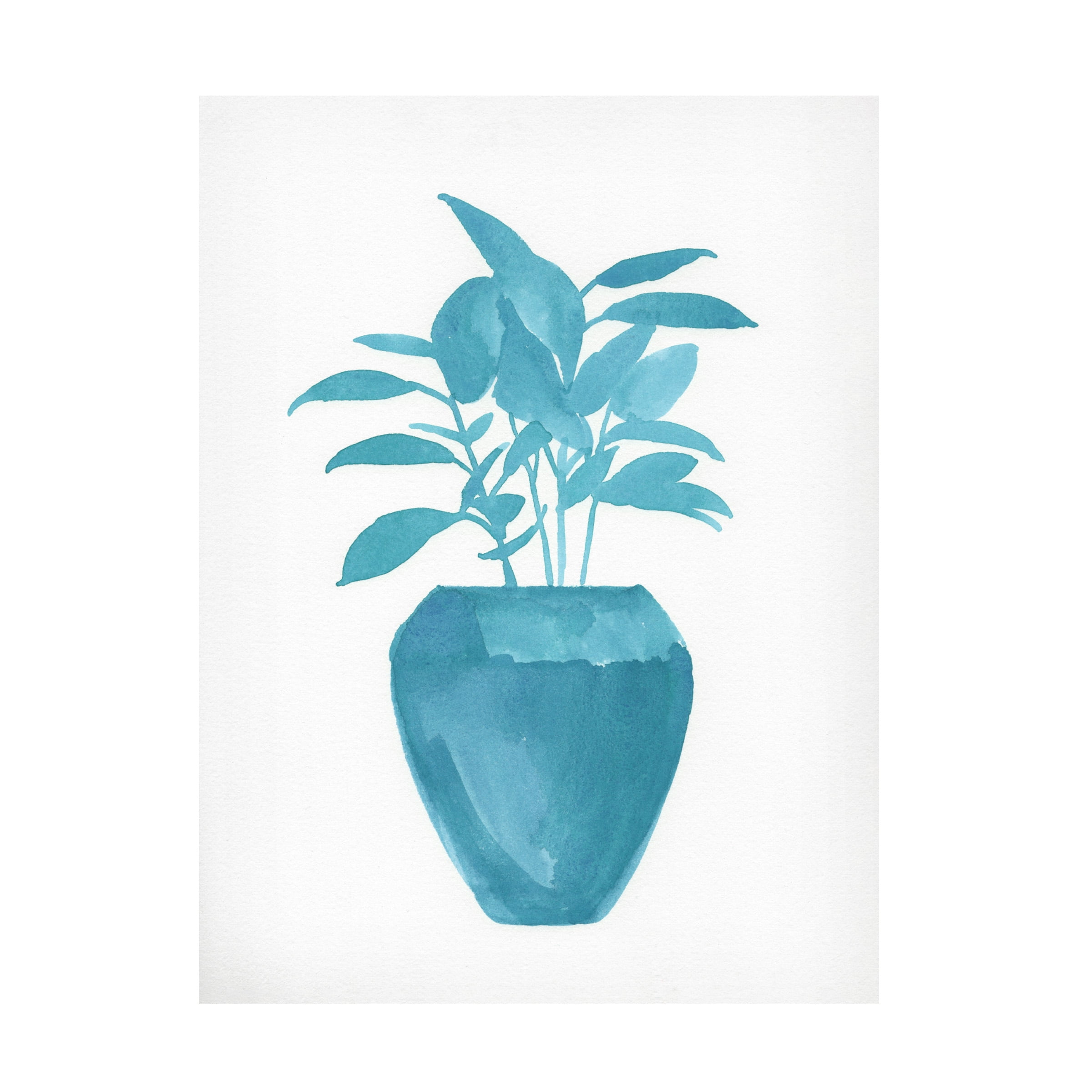 Jacob Green Blue Watercolor House Plant Canvas Art 14 x 19