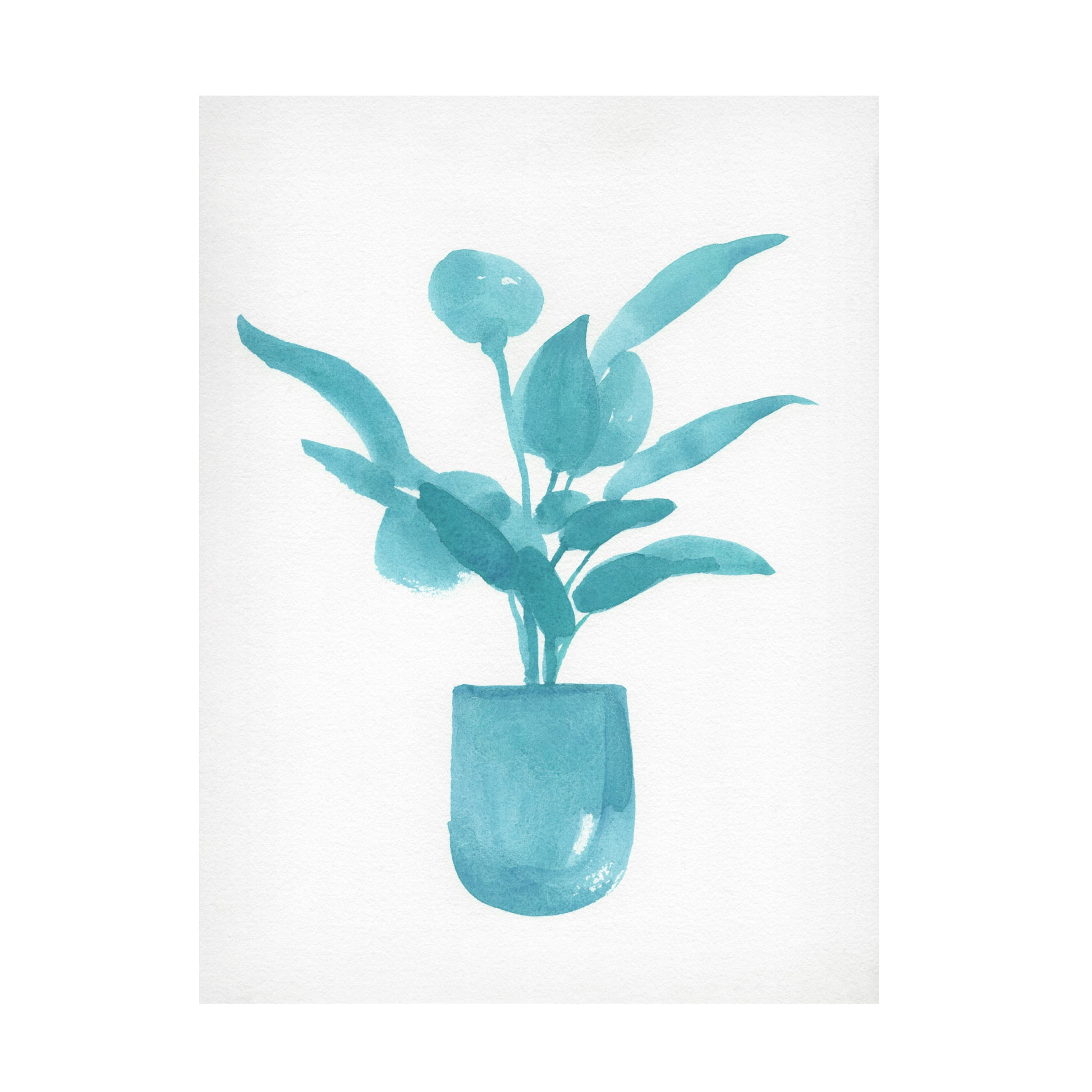 Jacob Green Blue Watercolor House Plant Canvas Art 19" x 14"