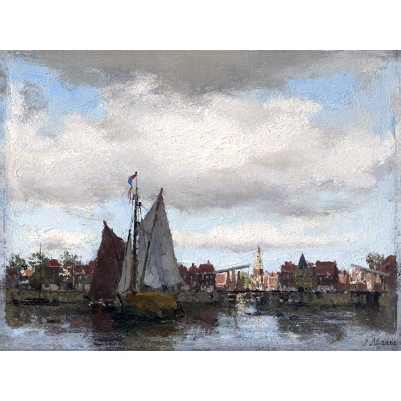 Jacob Henricus Maris Harbor Scene Painting Extra Large XL Wall Art Poster Print