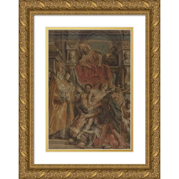 Jacob Jordaens 11x14 Gold Ornate Wood Frame and Double Matted Museum Art Print Titled - Saint Martin of Tours Healing the Servant of Tetrodius (C. 1630)