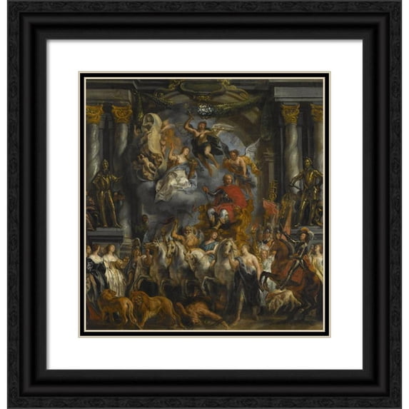 Jacob Jordaens 12x13 Black Ornate Wood Framed Double Matted Museum Art Print Titled: Triumph of Frederick Henry, Prince of Orange (1651)