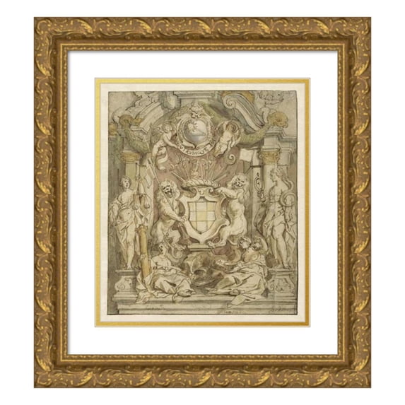 Jacob Jordaens 12x14 Gold Ornate Wood Frame and Double Matted Museum Art Print Titled - Van Der Linden's Weapon (1630 - 1635)
