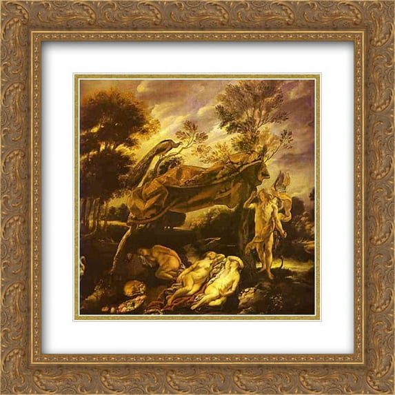 Jacob Jordaens 2x Matted 20x22 Gold Ornate Framed Art Print 'Cupid and Sleeping Nymphs'