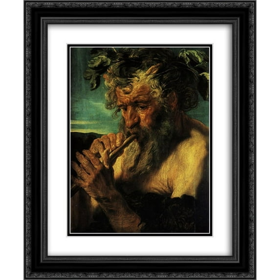 Jacob Jordaens 2x Matted 20x24 Black Ornate Framed Art Print 'Bust of Satyr'
