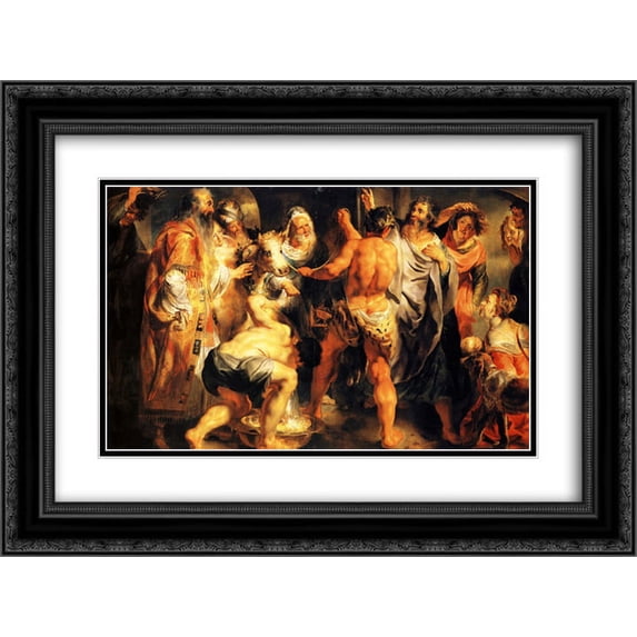 Jacob Jordaens 2x Matted 24x18 Black Ornate Framed Art Print 'The Apostles, St. Paul and St. Barnabas at Lystra'