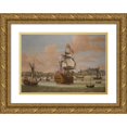thumbnail image 1 of Jacob Knyff 18x14 Gold Ornate Wood Frame and Double Matted Museum Art Print Titled - Charles II and James, Duke of York, on Board&nbsp;H.M.S. Triumph, with Three Royal Yachts off Dover, 1 of 4