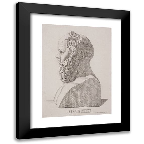 Jacob Kornerup 14x18 Black Modern Framed Museum Art Print Titled - Bust of Socrates (1853 - 1854)