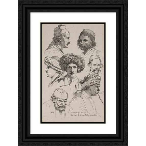Jacob Kornerup 17x24 Black Ornate Framed Double Matted Museum Art Print Titled: Dalmatic Physiognarnies (1857 - 1858)