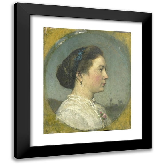 Jacob Maris 12x14 Black Modern Framed Museum Art Print Titled - Portrait of Catharina Hendrika Horn, the Artist's Wife (C. 1867)