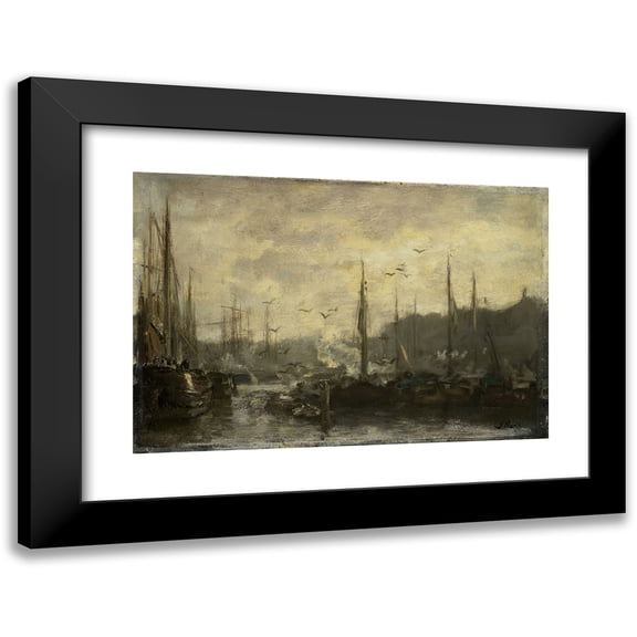 Jacob Maris 14x11 Black Modern Framed Museum Art Print Titled - Harbor View (C. 1887)