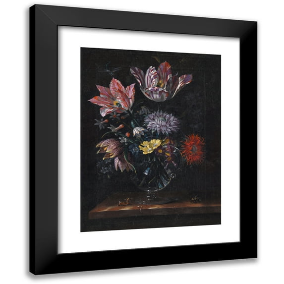Jacob Marrel 11x14 Black Modern Framed Museum Art Print Titled - A Glass Vase with Flowers (1666 - 1670)