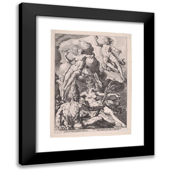 Jacob Matham 11x14 Black Modern Framed Museum Art Print Titled - The Four Elements (1588)