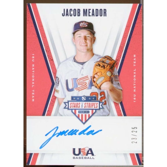 Jacob Meador 2019 USA Baseball Stars and Stripes 18U Signatures Blue Ink #26
