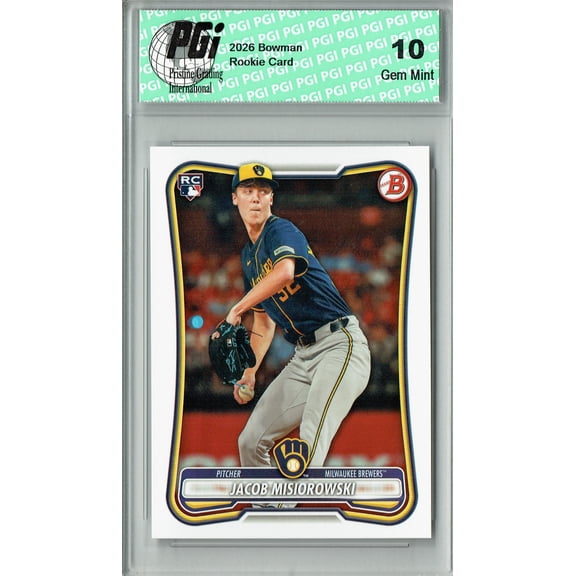 Jacob Misiorowski Rookie Card Milwaukee Brewers Baseball Trading Card 2026 Bowman #35 PGI 10 Gem Mint