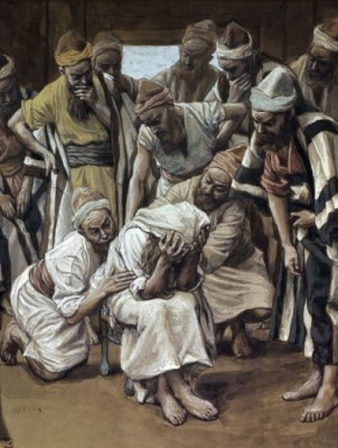 Jacob Mourns His Son Joseph James J Tissot (1836-1902French) Watercolor Jewish Museum New York Canvas Art - James Tissot (24 x 36)