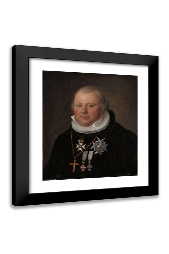Jacob Munch 12x14 Black Modern Framed Museum Art Print Titled - Bishop Bech (C. 1820)
