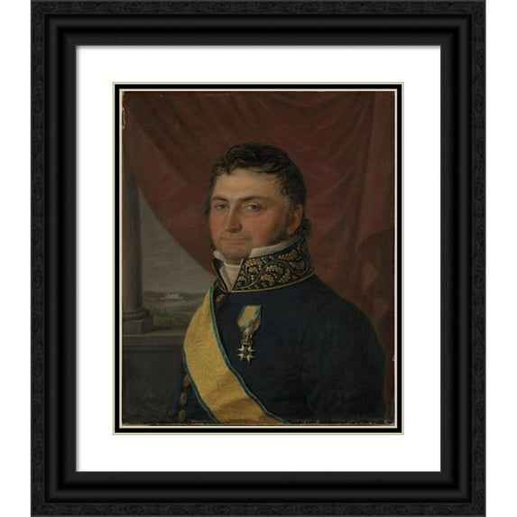 Jacob Munch 15x18 Black Ornate Wood Framed Double Matted Museum Art Print Titled - Portrait of Cabinet Minister Nicolay Johan Lohmann Krog (1825)