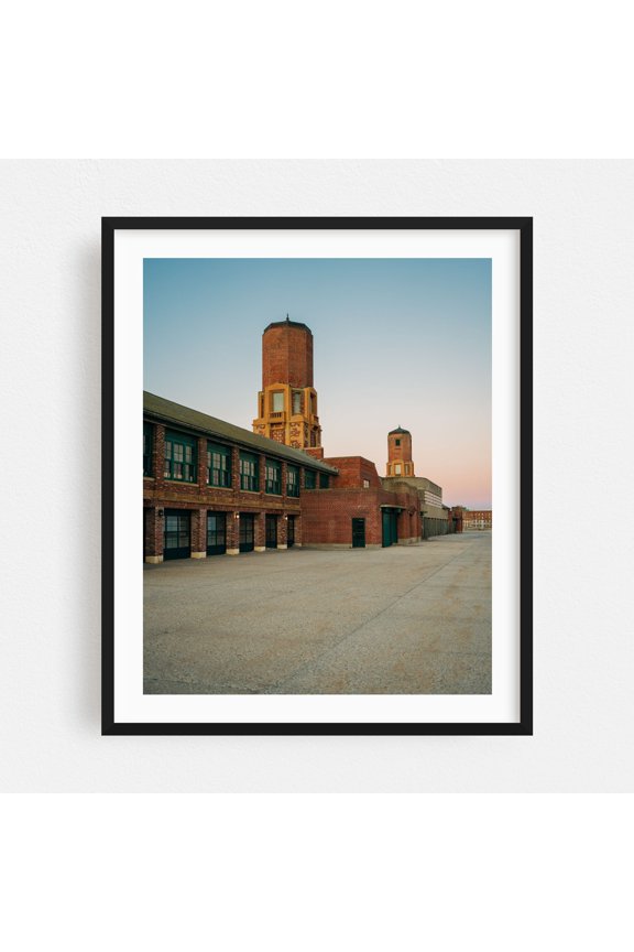 Jacob Riis Park Architecture - Queens New York Photography Architecture Art Deco Vintage City Bauhaus Travel Poster Black Framed Wall Art Print 6 x 8 inches