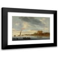 thumbnail image 1 of Jacob Salomonsz. van Ruysdael 24x17 Black Modern Framed Museum Art Print Titled - Castle on a River (1644), 1 of 5